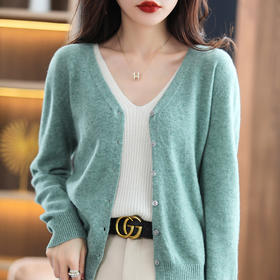 V领薄款针织打底开衫宽松外套