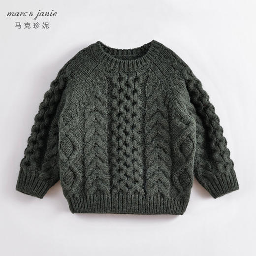 【柔蓝绒】马克珍妮秋冬新款 男女童纯色复古针织毛衣221517 商品图2