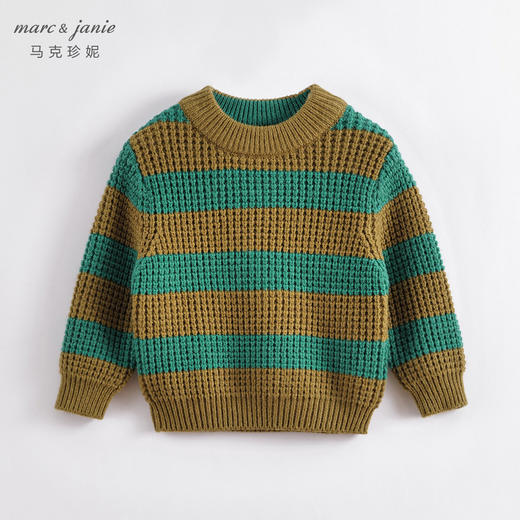 【柔蓝绒】马克珍妮秋冬新款 男童撞色条纹针织毛衣221508 商品图2