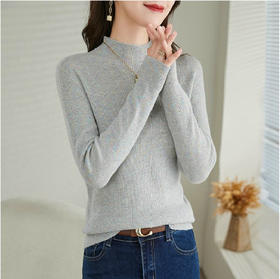 ZS-8019秋冬新款羊毛衫女套头宽松半高领长袖针织衫韩版打底女士毛衣
