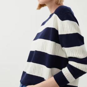 3楼珍贝圆领夹色提花女衫