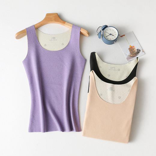 WJ-bx-3 秋冬季纯色圆领修身无痕保暖女士阳离子发热紧身打底内衣小背心 商品图2