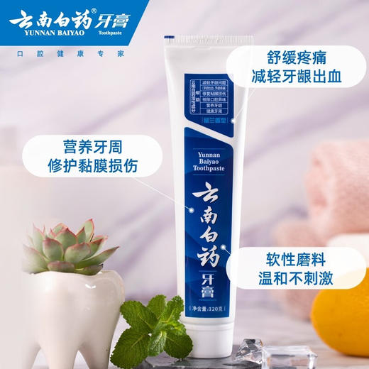 【直发】云南白药（YUNNANBAIYAO）牙膏留兰香120g*2支 商品图3