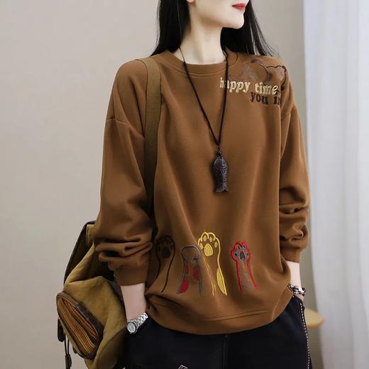 JT-2022082302 卫衣女2022新款春秋季韩版休闲时尚宽松大码百搭刺绣长袖上衣潮 商品图8