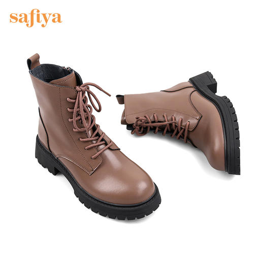 【春节不打烊】Safiya/索菲娅 真皮马丁靴女2022年冬季新款复古厚底高帮系带短靴 SF24116024 商品图9