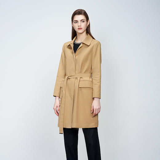 【女士系带风衣】22年秋冬新品中长款长袖外套时尚直筒系带防风翻领风衣 商品图1