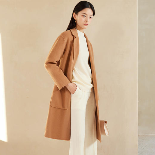 IN AND ON 简约百搭羊毛双面呢大衣 女士外套 22602 商品图3