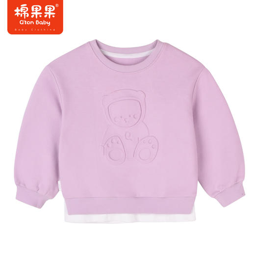 商场同款棉果果冬季浮雕小熊男女童保暖舒适加绒圆领套头卫衣M422180222610 商品图0