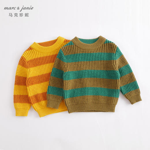 【柔蓝绒】马克珍妮秋冬新款 男童撞色条纹针织毛衣221508 商品图0