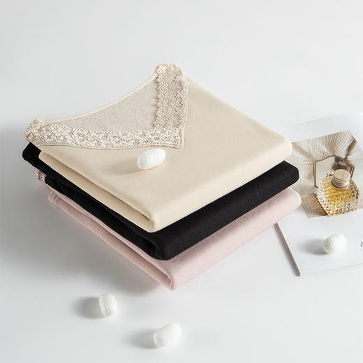 ARN-Y167秋冬新款V领蚕丝拉绒保暖女式打底衫内搭蕾丝性感修身显瘦长T 商品图2