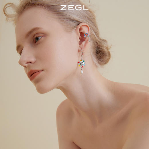 ZEGL设计师彩虹园游会耳妆盘耳夹女无耳洞耳骨夹耳环耳钉银针耳饰 商品图4