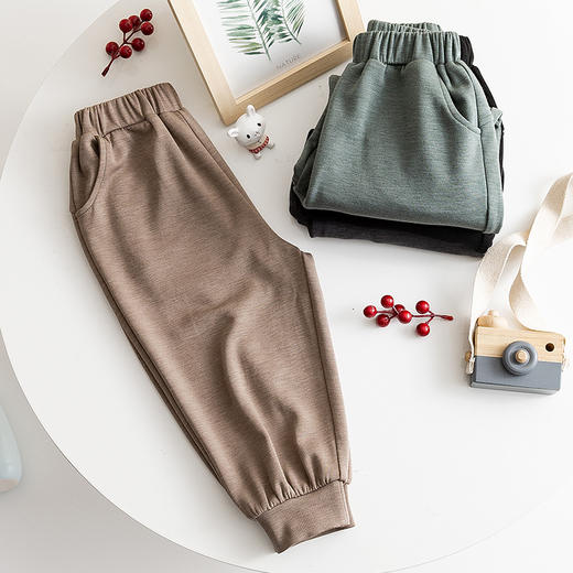 ARN-K130新款儿童裤子男童女童春秋款德绒运动裤冬季保暖休闲裤加厚长裤 商品图1