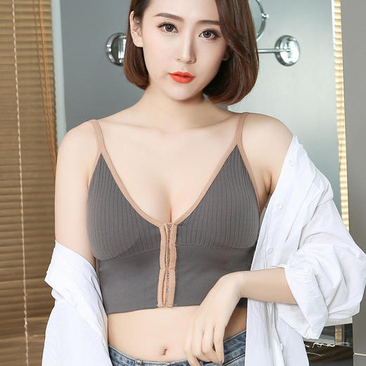 舒适简约，加大码大U美背前开扣内衣吊带背心WLJ 商品图0