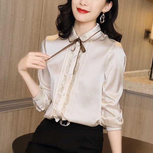 真丝衬衫女士2022年新款秋季时尚洋气小个子法式别致上衣HR-WS20069 商品图0