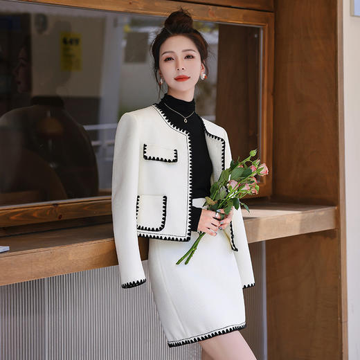 【服饰鞋包】- 名媛气质小香风法式绣边一步裙两件套裙 商品图3