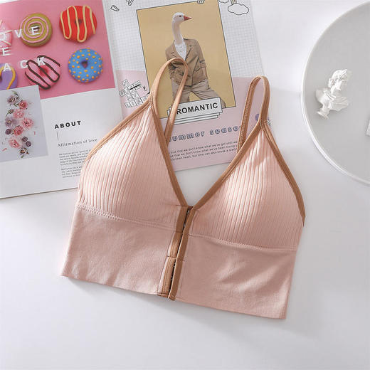 舒适简约，加大码大U美背前开扣内衣吊带背心WLJ 商品图7