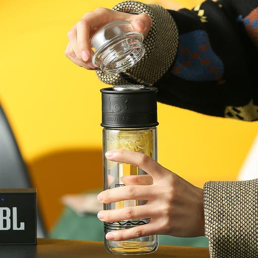 BEDDYBEAR杯具熊 茶水分离玻璃杯办公室泡茶水杯 320ml 商品图1