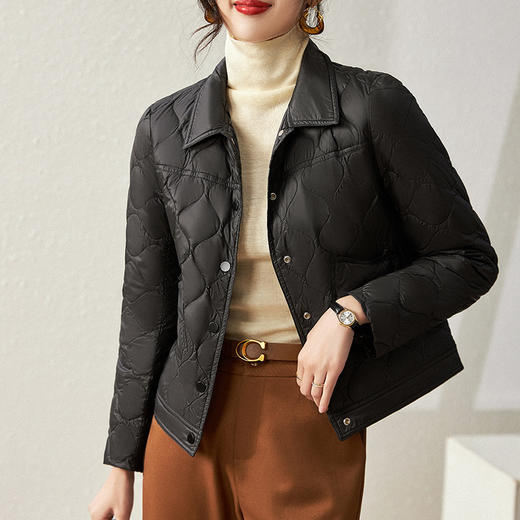 秋冬新款，波浪绗缝防跑绒90白鸭绒短款轻薄羽绒服外套上衣WLZD-2221708 商品图2