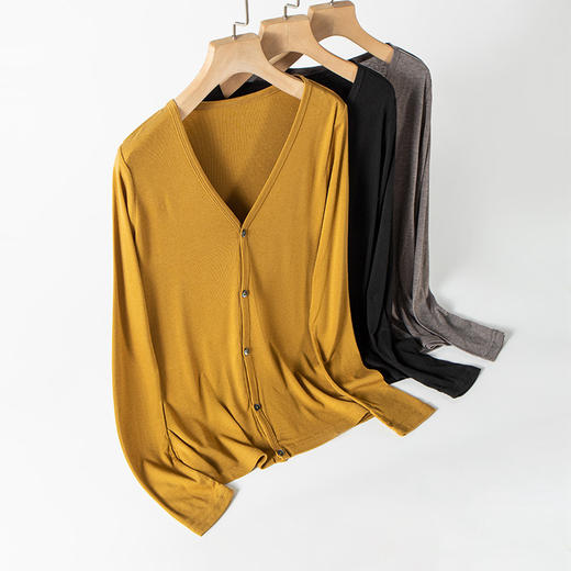 ARN-Y165秋季新款真丝针织开衫薄款衫长袖宽松纯色百搭韩版外套 商品图2