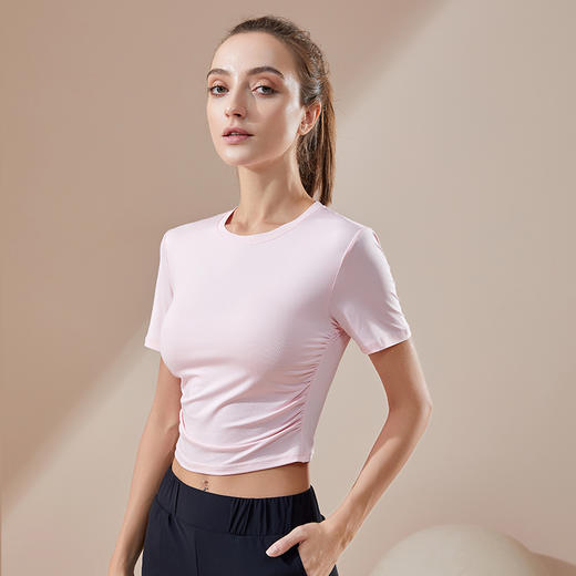 《七夕特惠 不退不换》哈瓦塔亲肤裸感褶皱速干短袖上衣（无胸垫） 商品图7