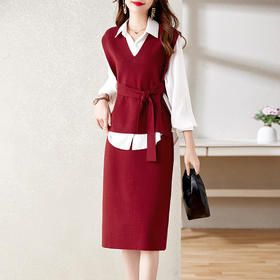 秋季新款，翻领OL风衬衣搭配时尚气质显瘦三件套装HR-WY23039