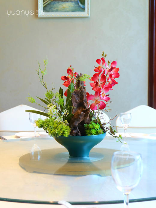 新中式高端餐桌花摆花酒店餐厅茶室客厅玄关摆设件茶几装饰仿真花 商品图5