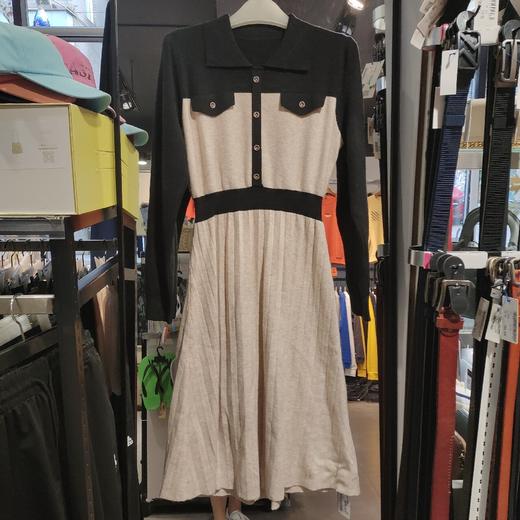 女针织拼色百褶连衣裙 商品图0