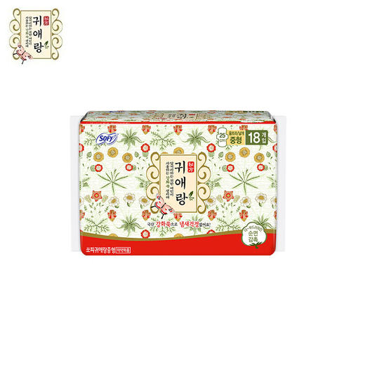 韩国贵艾朗卫生巾中号25cm/片18片/包/111928 轻柔舒爽好呼吸中草药配方 商品图0
