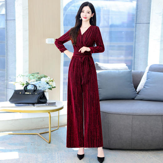 新款韩版休闲宽松时尚气质系带阔腿裤两件套装HR-WHA1019 商品图8