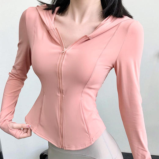 跃牌【禅语梵心系列】裸感瑜伽服女休闲外套长袖拉链连帽跑步亲肤运动健身上衣FX2022（不带胸垫） 商品图1