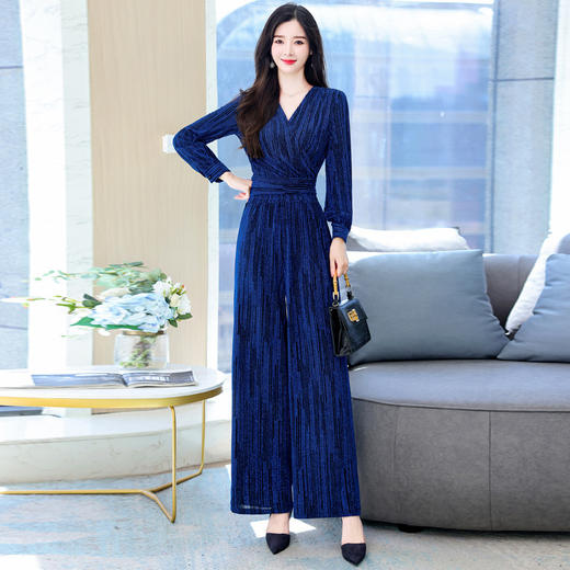 新款韩版休闲宽松时尚气质系带阔腿裤两件套装HR-WHA1019 商品图5