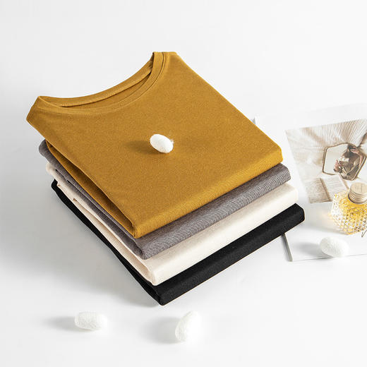 ARN-Y163秋冬新款蚕丝低领针织打底衫女秋内搭保暖修身上衣纯色潮 商品图2