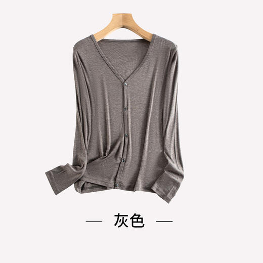 ARN-Y165秋季新款真丝针织开衫薄款衫长袖宽松纯色百搭韩版外套 商品图6