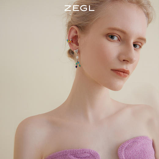 ZEGL设计师彩虹园游会耳妆盘耳夹女无耳洞耳骨夹耳环耳钉银针耳饰 商品图2