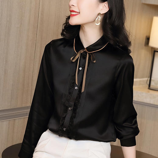 真丝衬衫女士2022年新款秋季时尚洋气小个子法式别致上衣HR-WS20069 商品图3