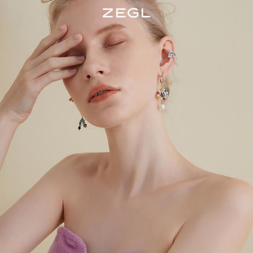 ZEGL设计师彩虹园游会耳妆盘耳夹女无耳洞耳骨夹耳环耳钉银针耳饰 商品图3