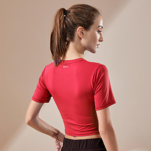 《七夕特惠 不退不换》哈瓦塔亲肤裸感褶皱速干短袖上衣（无胸垫） 商品图4