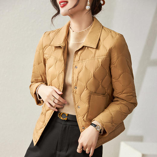 秋冬新款，波浪绗缝防跑绒90白鸭绒短款轻薄羽绒服外套上衣WLZD-2221708 商品图1