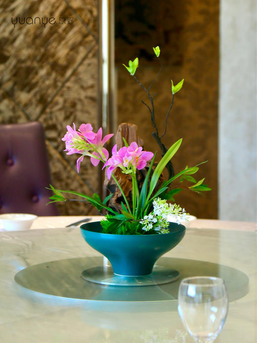 新中式高端餐桌花摆花酒店餐厅茶室客厅玄关摆设件茶几装饰仿真花 商品图4