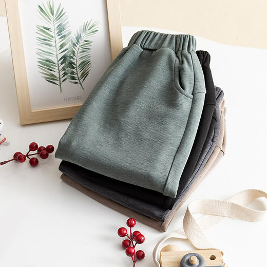 ARN-K130新款儿童裤子男童女童春秋款德绒运动裤冬季保暖休闲裤加厚长裤 商品图0