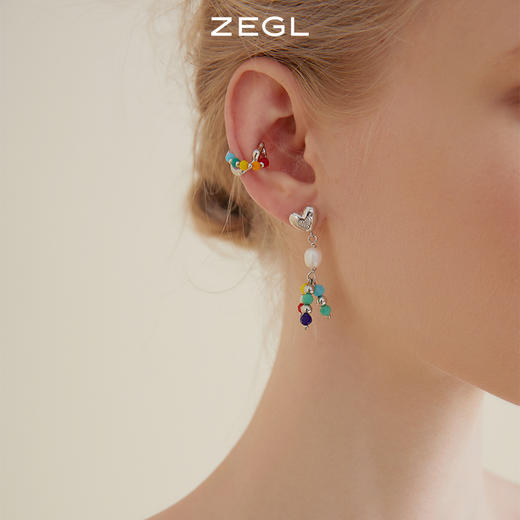 ZEGL设计师彩虹园游会耳妆盘耳夹女无耳洞耳骨夹耳环耳钉银针耳饰 商品图5