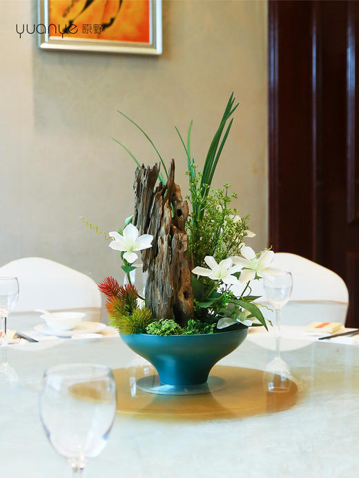 新中式高端餐桌花摆花酒店餐厅茶室客厅玄关摆设件茶几装饰仿真花 商品图1