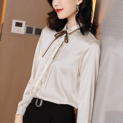 真丝衬衫女士2022年新款秋季时尚洋气小个子法式别致上衣HR-WS20069 商品图1