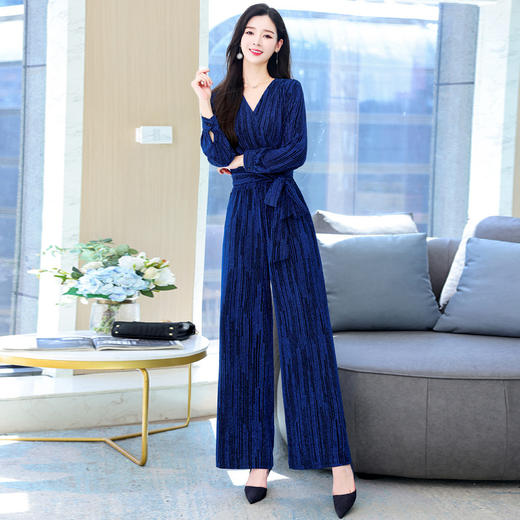 新款韩版休闲宽松时尚气质系带阔腿裤两件套装HR-WHA1019 商品图2