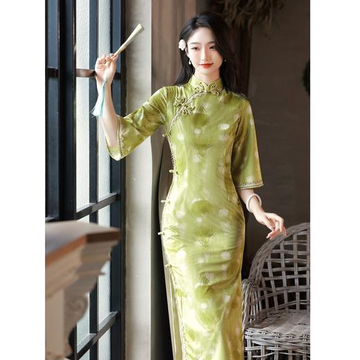 复古气质丝绒旗袍年轻款改良秋季新款民国风倒大袖旗袍裙BJS-609 商品图0