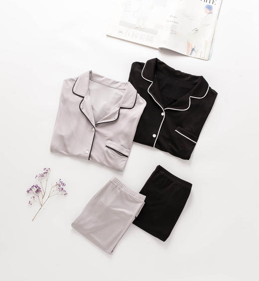 ARN-Y103-K094秋冬保暖肤睡衣套装男女长袖长裤两件套丝绸大码家居服 商品图0