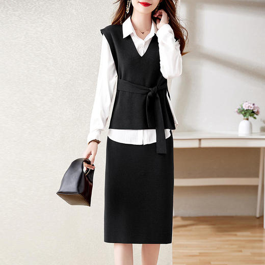 秋季新款，翻领OL风衬衣搭配时尚气质显瘦三件套装HR-WY23039 商品图1