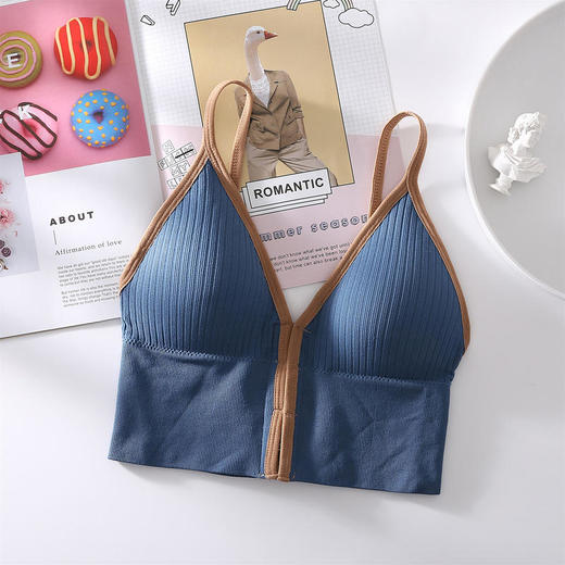 舒适简约，加大码大U美背前开扣内衣吊带背心WLJ 商品图3