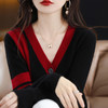 秋冬新款开衫V领撞色外穿毛衣宽松百搭针织外套HT-YX3351-3 商品缩略图2