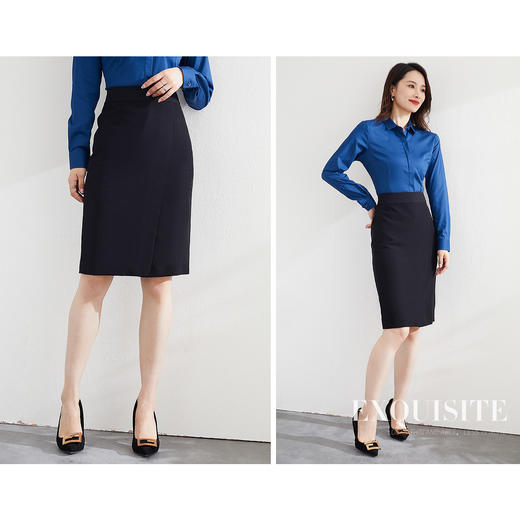 【新品上市】罗蒙半截裙商务通勤上班职业舒适半身裙时尚前开叉半裙女 商品图2